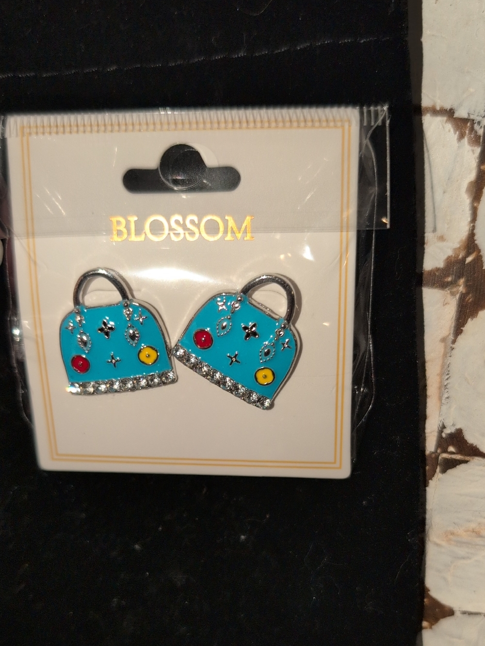 Blossom Turquoise Bag-Shaped Pierced Earrings - New
